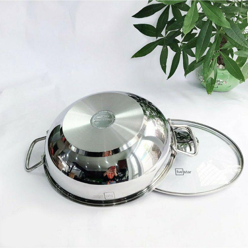 Nồi Inox lẩu 3 đáy 28cm Fivestar nắp kính chính hãng cao cấp DrbStore