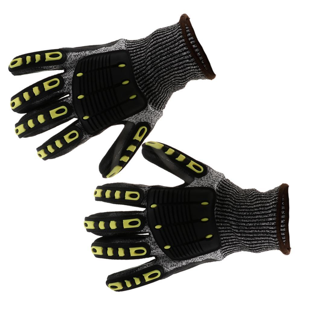 2 Pairs Cut Resistant Work Gloves Dissipates Impact Force and PU Coating Increases Slip Resistance