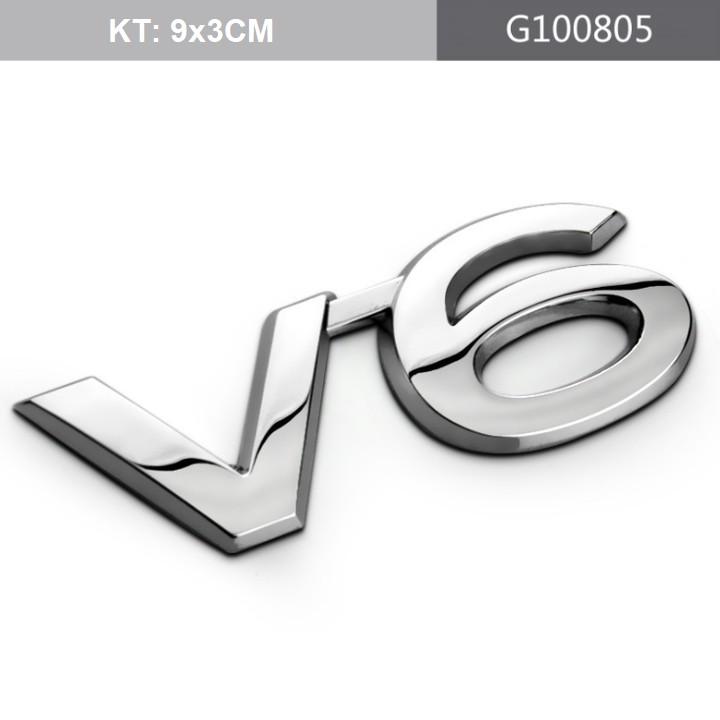 Decal tem chữ inox V6, VX, TX.L, VX.L dán đuôi xe ô tô