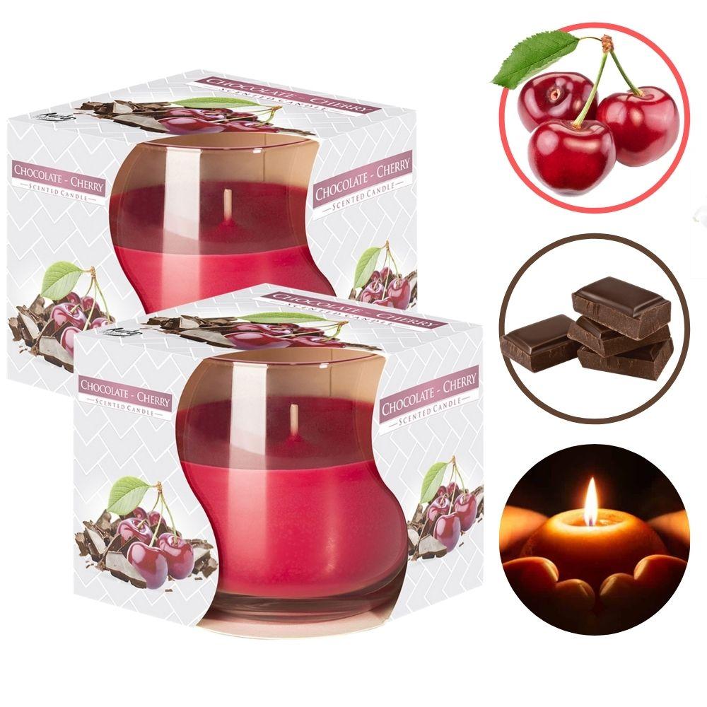 Combo 2 ly nến thơm Bispol nhập khẩu Châu Âu Chocolate Cherry 100g - sôcôla, anh đào