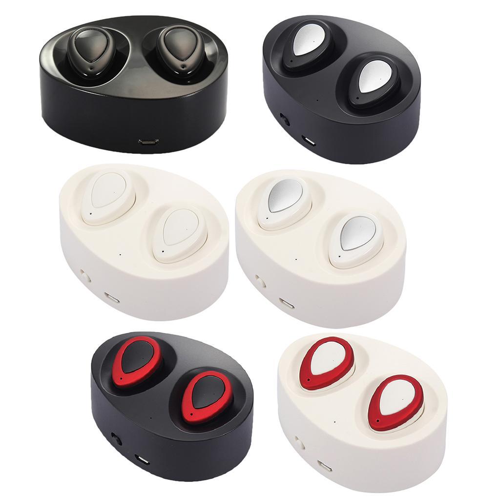 Mini Bluetooth 4.2 Twins Stereo In-Ear Earphone Headset w/ Case Black