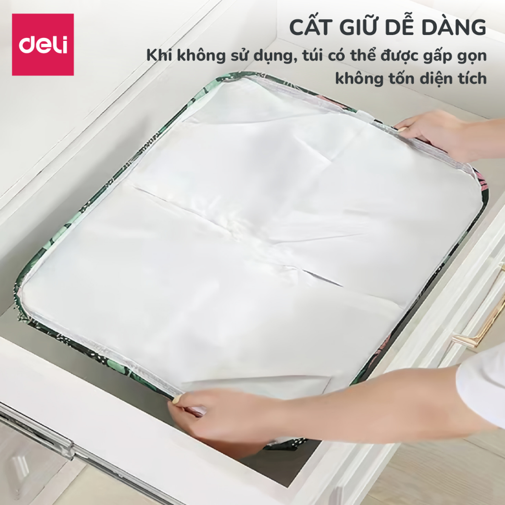 Túi Đựng Quần Áo Chăn Màn Vải Không Dệt Chống Thấm Nước Deli, Giỏ Đựng Quần áo Đa Năng Có Thể Gấp Gọn