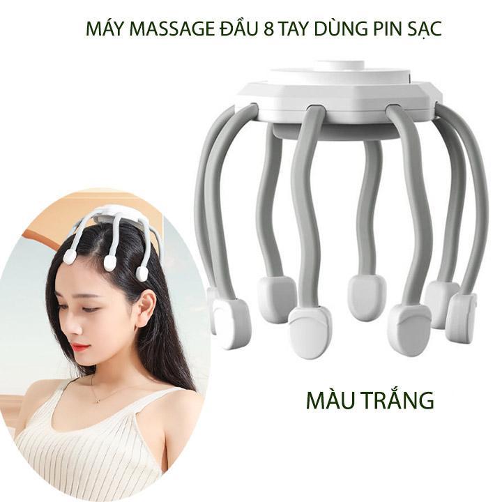 Máy massage đầu thông minh thế hệ mới dùng pin sạc, loại 8 tay