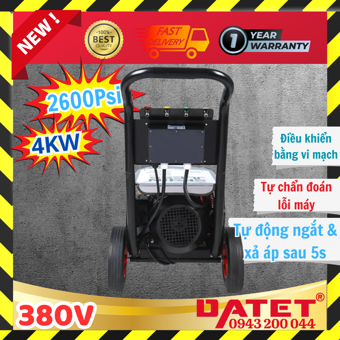 Máy rửa xe áp cao 4Kw, máy xịt rửa cao áp 2600Psi điện 3 pha 380V 18M25-4T4