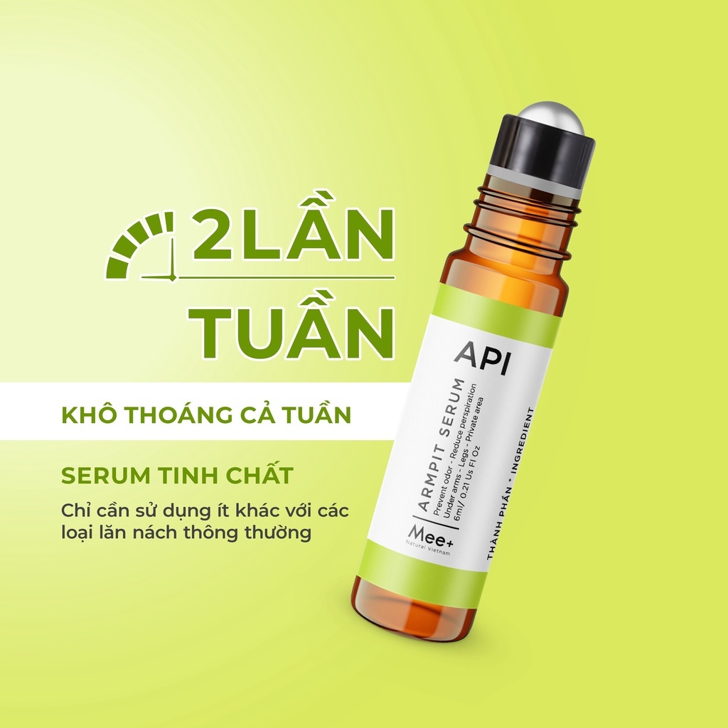 Khử mùi hôi nách API Mee+ 6ml, lăn khử mùi tiện lợi, ngăn tiết mồ hôi nách, giảm thâm nách được khuyên dùng