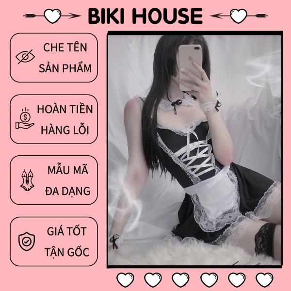 Cosplay hầu gái lolita đen kèm tạp dề sexy đáng yêu đồng phục cosplay người hầu maid gợi cảm BIKI HOUSE N773 - Hỏa Tốc