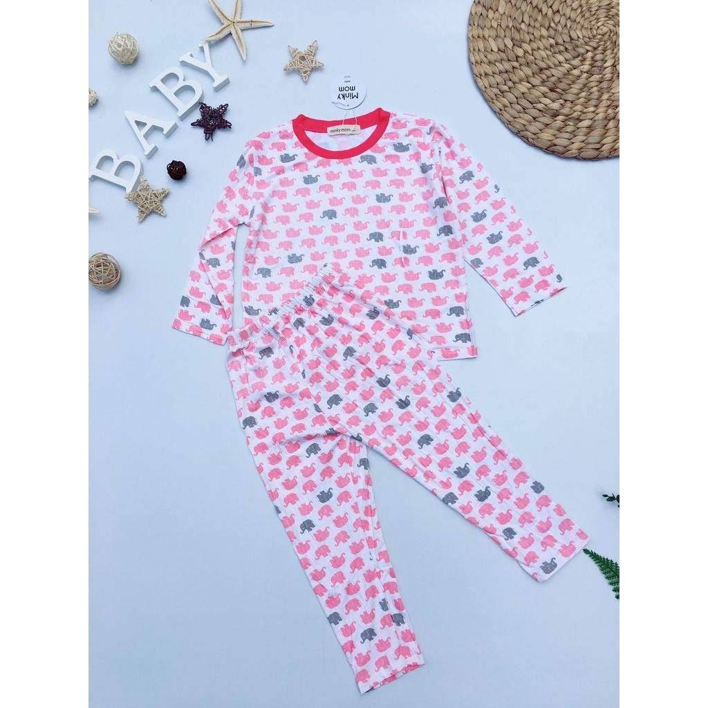 Bộ Dài tay SIZE ĐẠI voi hồng Minky Mom Thun Lạnh mềm mịn mát cho bé trai, bé gái từ 18-32kg