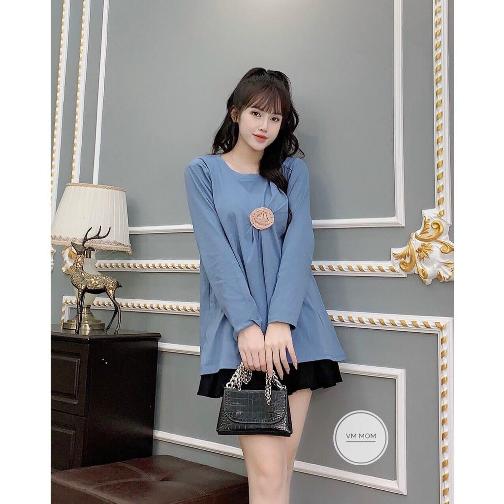 Áo bà bầu dài tay công sở mùa hè chất đũi kẻ thiết kế cao cấp