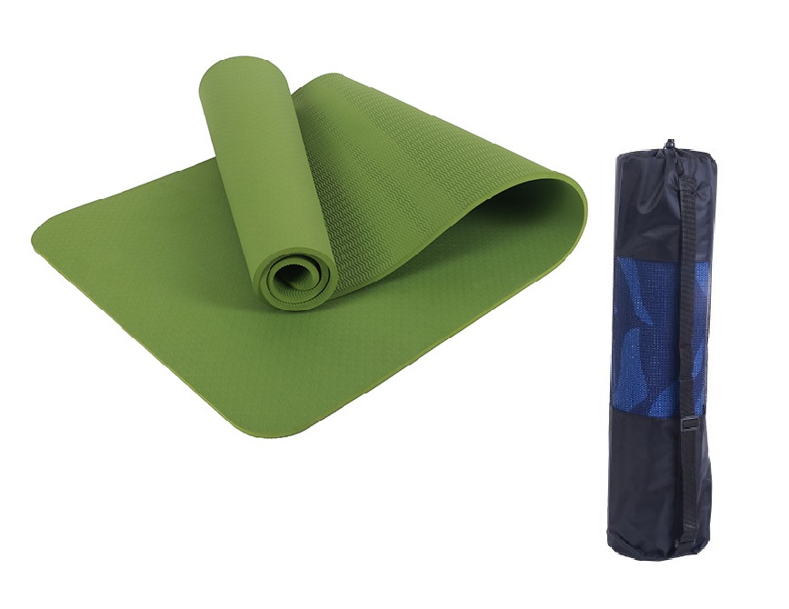 Thảm yoga 8mm 1 lớp( tặng khăn trải thảm hạt cao su non+ Túi đựng thảm và dây buộc)