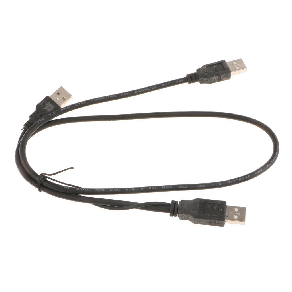 Dual USB 2.0 Male to Standard B Male Y Cable 70cm for Hard Disk Drive