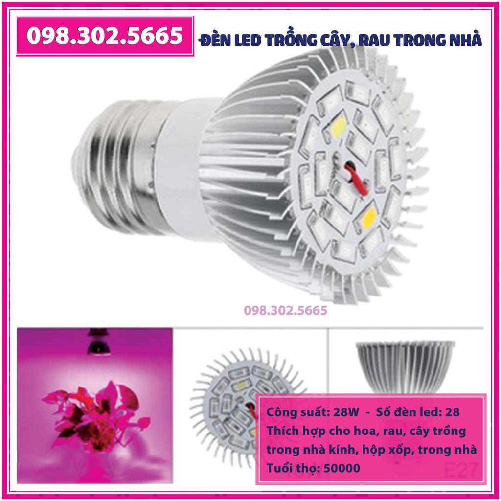 Đèn Led Kích Thích Tăng Trưởng Cho Cây Trồng E27, 28W - LED Grow Light - Tản Nhiệt Nhôm