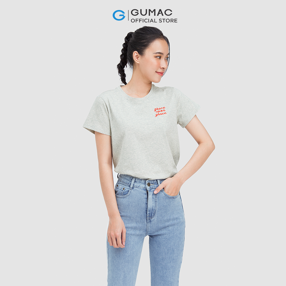 Áo thun nữ GUMAC ATC05068 cổ tròn in chữ năng động