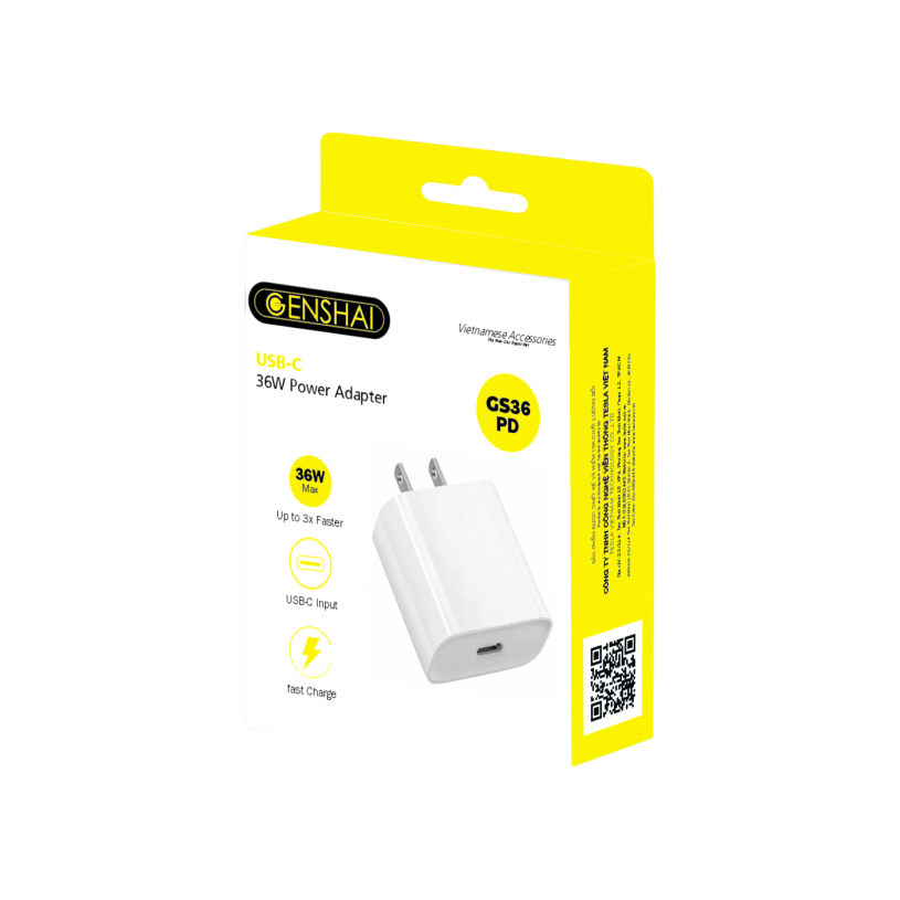 Củ sạc nhanh Genshai GS36P36w QC D 3.0 cao cấp hàng chính hãng | Bảo hành 12 tháng 1 đổi 1 | Made in Việt Nam
