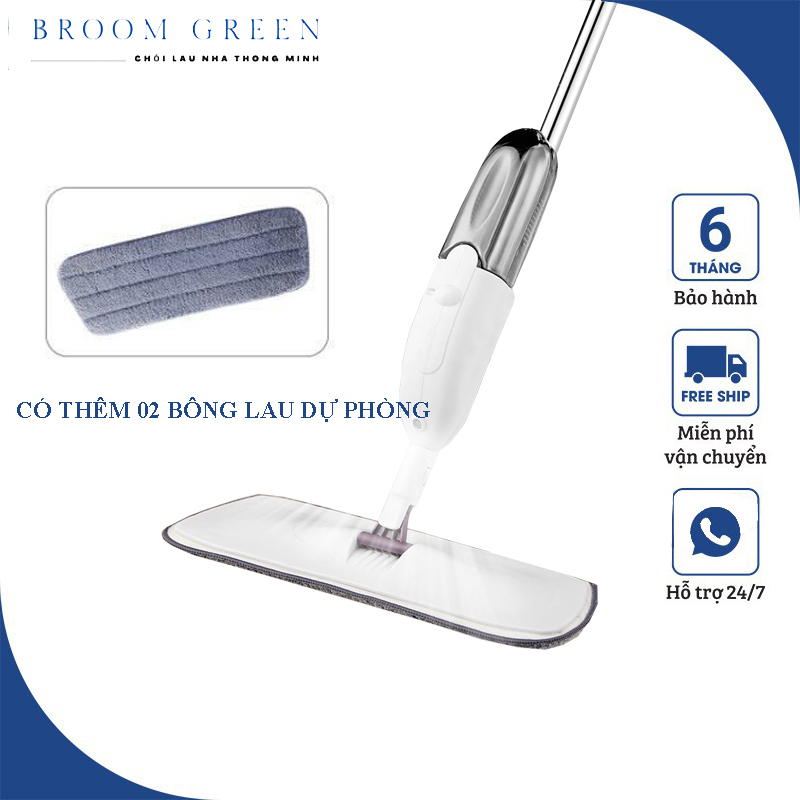 Cây Lau Nhà Phun Nước Xoay được 360 độ Water Spray Mop Tặng Kèm 02 Bông Lau Dự Phòng