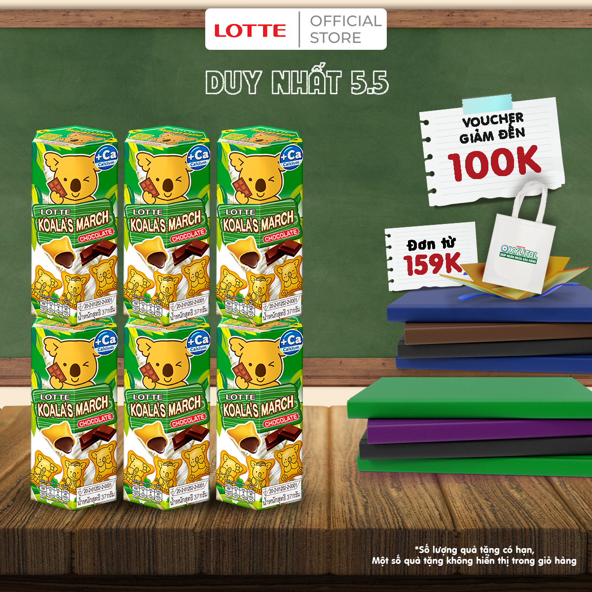 Combo 6 hộp Bánh gấu Koala's March nhân sô cô la 37 g