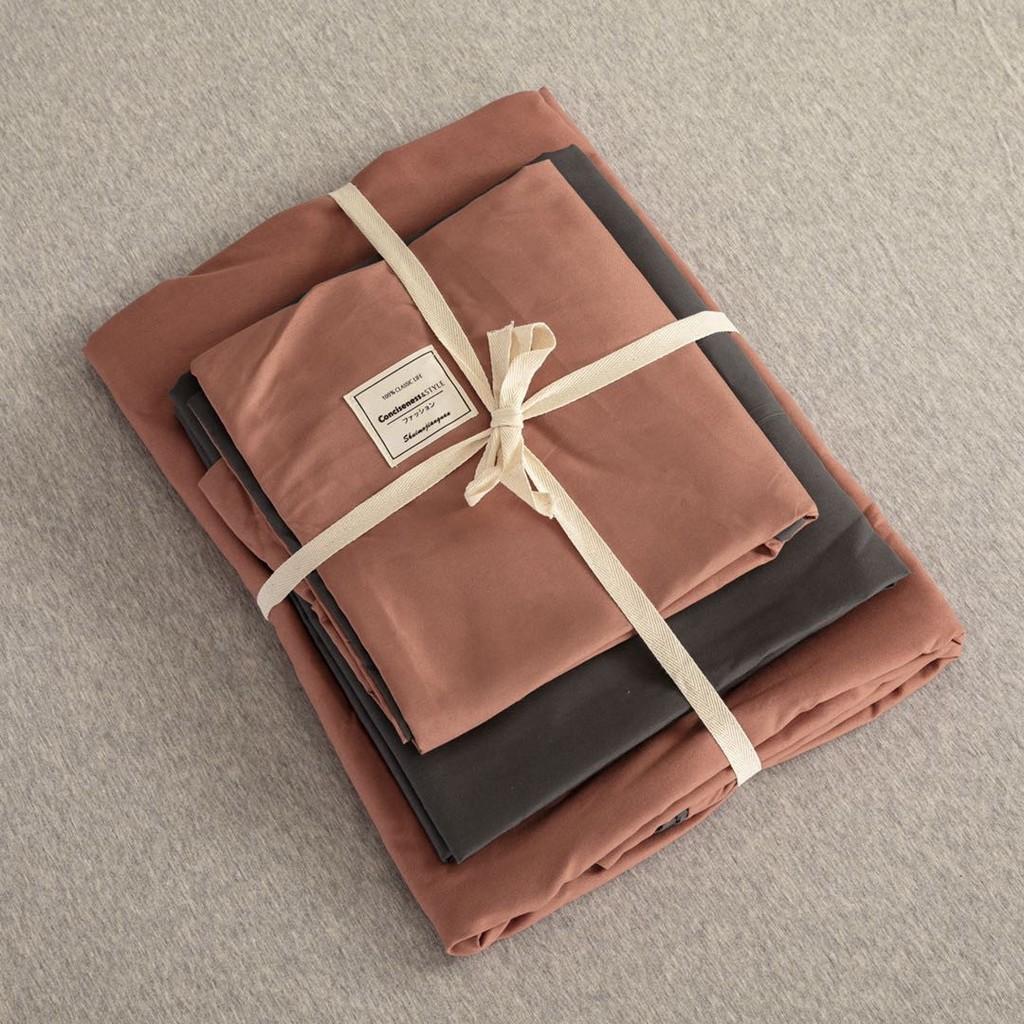 Set 4 món chăn ga gối màu cam ghi đậm Cotton Tici cao cấp - Ảnh thật - Hàng xuất khẩu