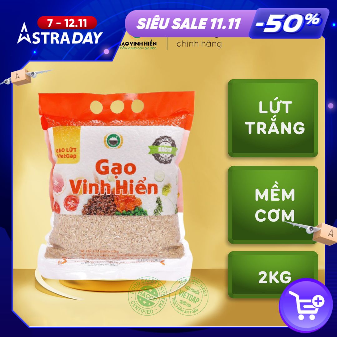 Đặc sản Tiền Giang - Gạo Lứt VietGAP Vinh Hiển (2KG) - Chuẩn VietGAP và OCOP 4 SAO