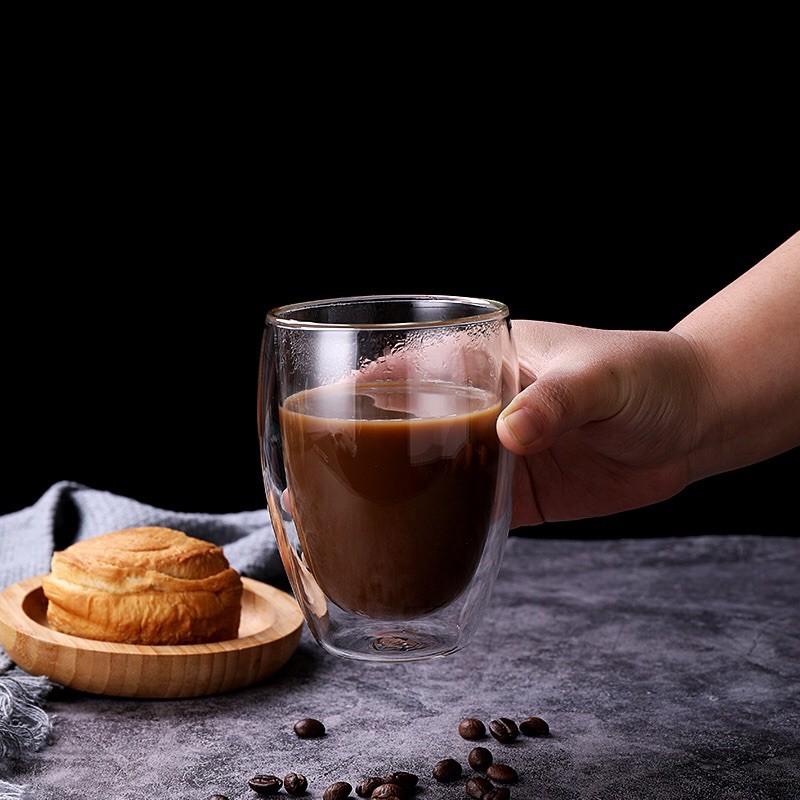 Cốc Thủy tinh chịu nhiệt, thủy tinh 2 lớp dung tích từ 80ml -250 ml-350ml-450 ml cốc sinh tố cốc trà cafe
