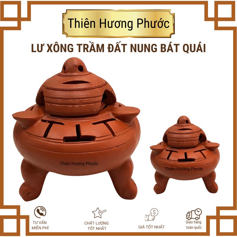 Lư xông trầm đất nung bát quái