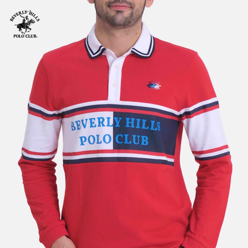 Áo polo Áo polo dài tay Nam Beverly Hills Polo Club Regular Fit Đỏ phối navy đậm và trắng DNM1- PMRLW21TL035