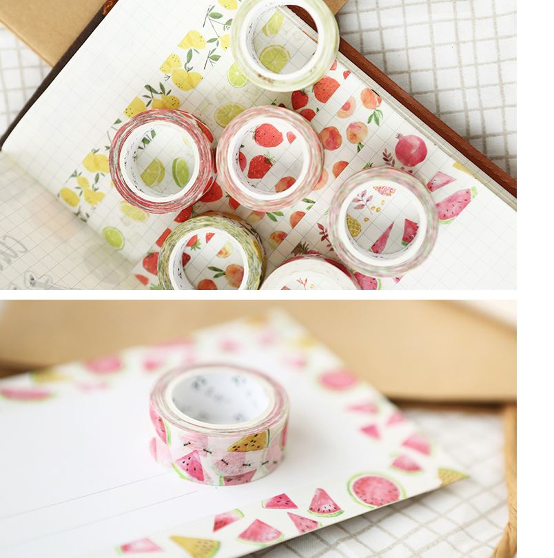 Washi tape cute Hoa quả miếng dán dễ thương trang trí sổ tay bullet journal nhật ký Lalunavn - A05