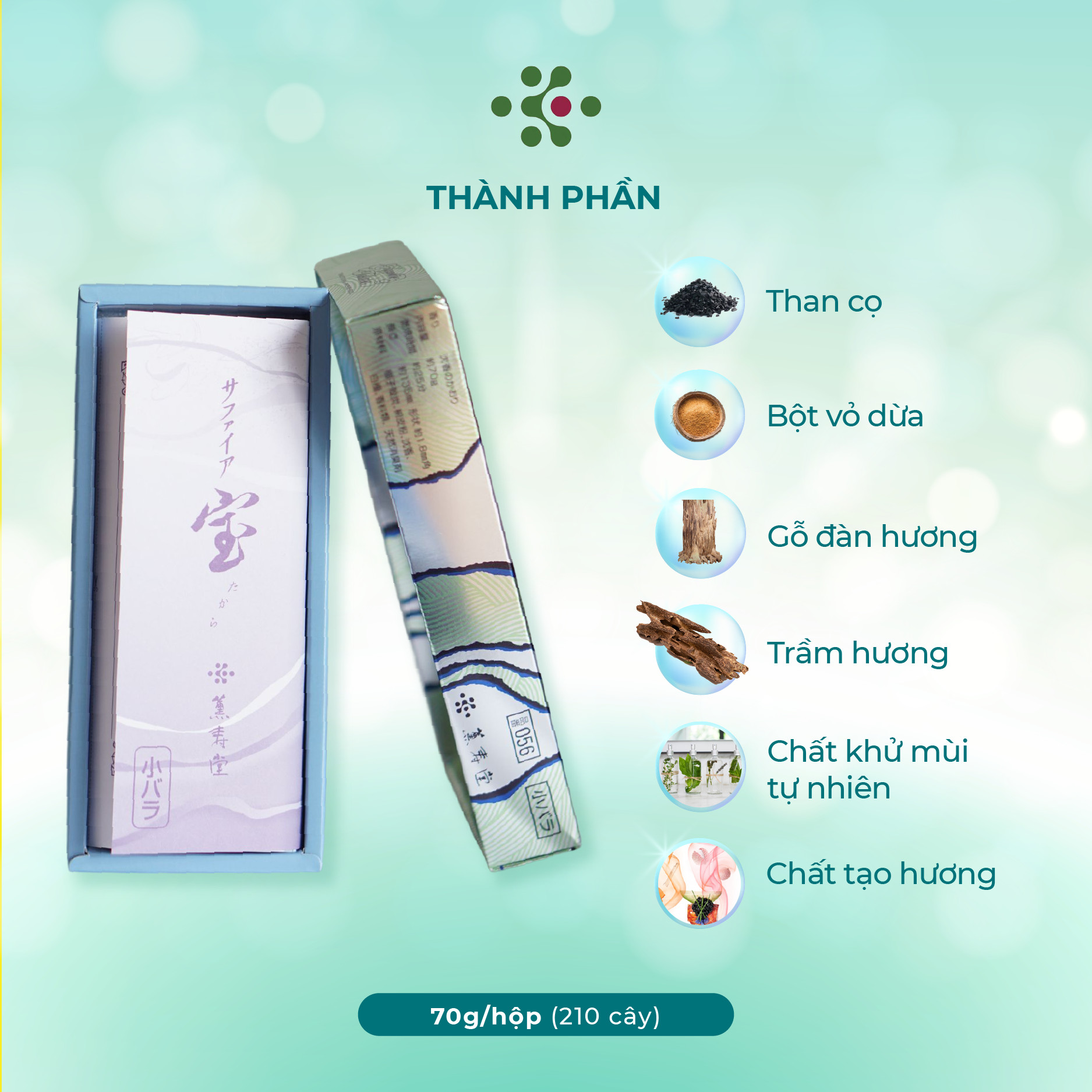 Nhang thơm cao cấp Sapphire Takara (Sho) 056 thương hiệu Kunjudo Nhật Bản