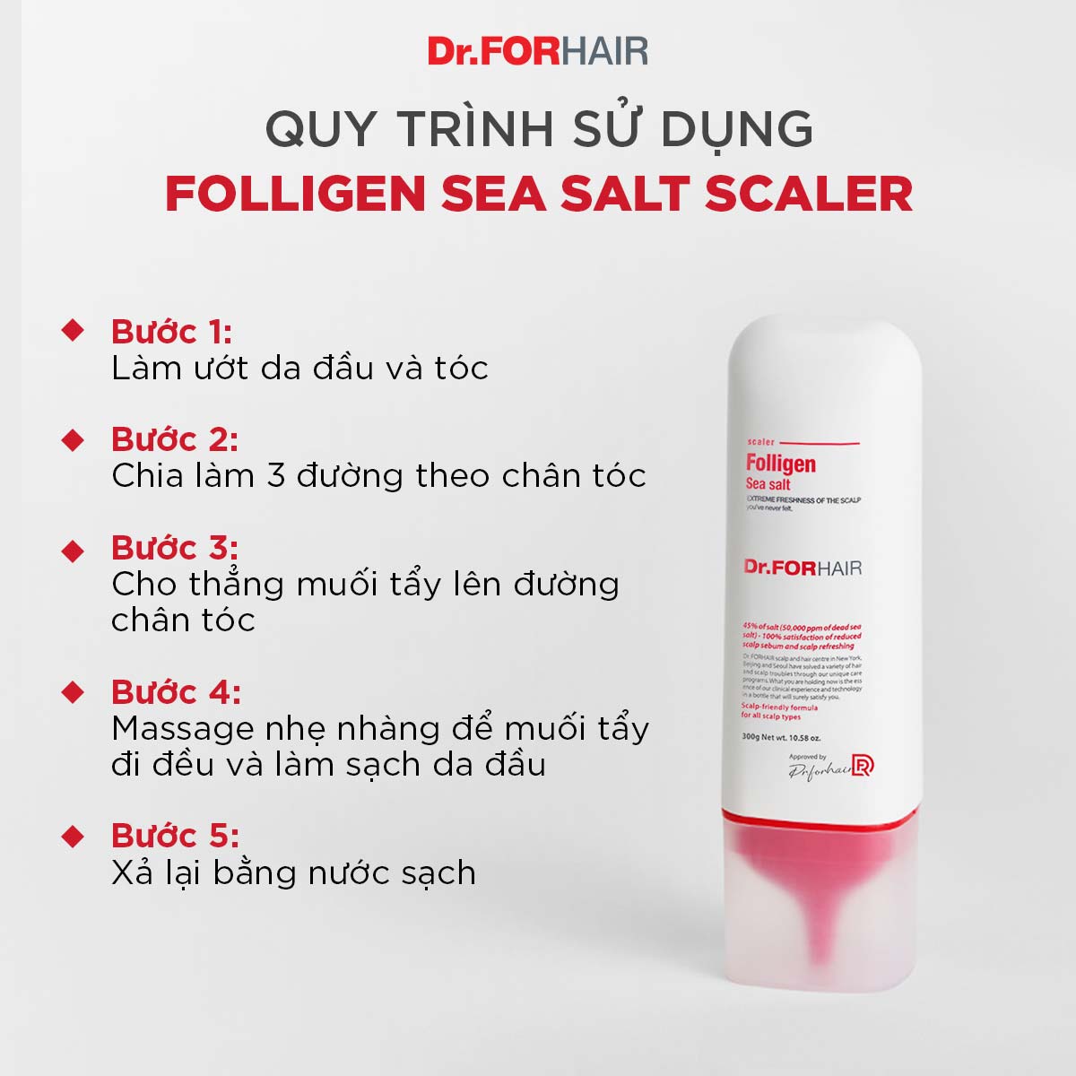 Muối tẩy tế bào chết, làm sạch da đầu Dr.FORHAIR Sea Salt Scaler 300g