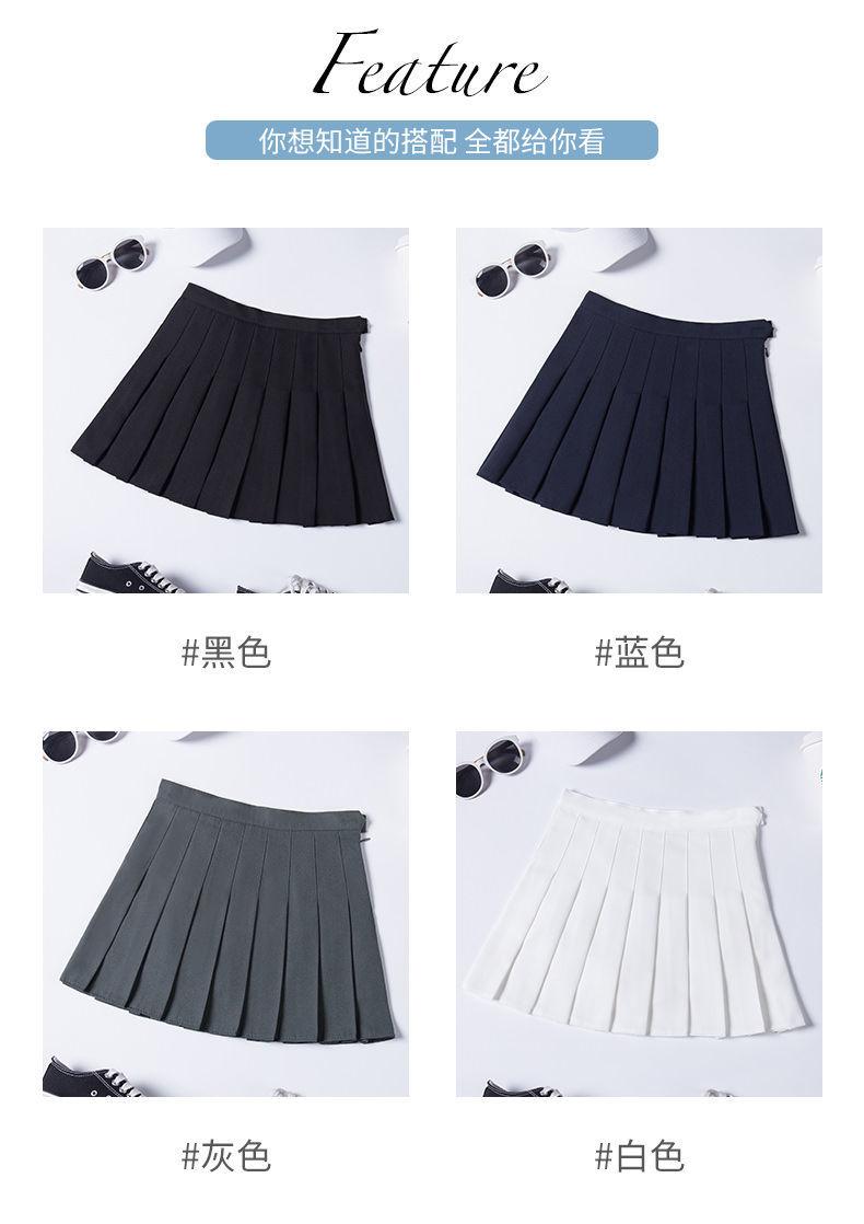 SHUANGYAN Váy xếp nếp nữ xuân hạ váy ngắn màu đen âu phục sinh viên ngắn eo cao chữ A lộ ra gầy nửa người váy