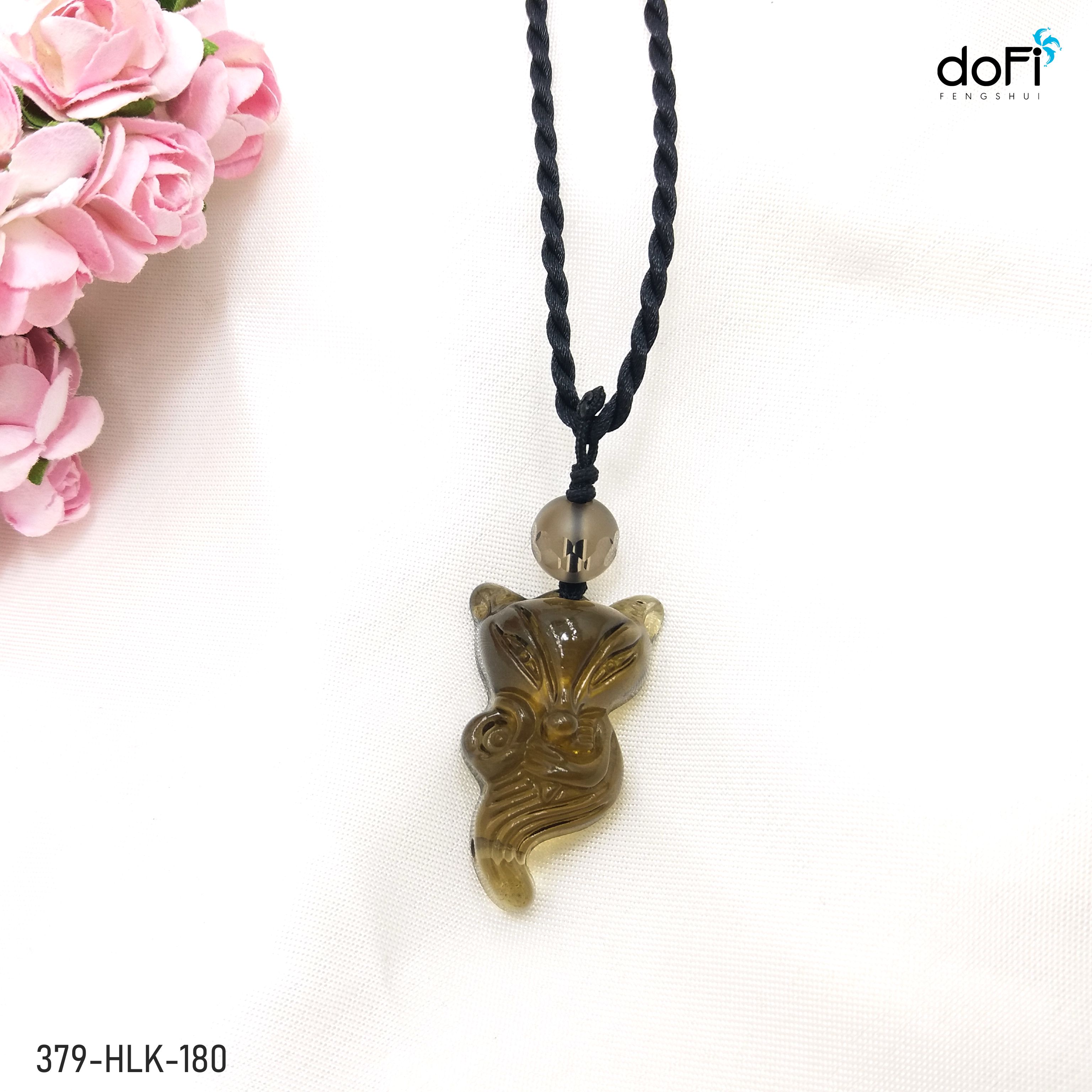 MẶT DÂY HỒ LY DÁNG ÔM HOA HỒNG ĐÁ THẠCH ANH KHÓI