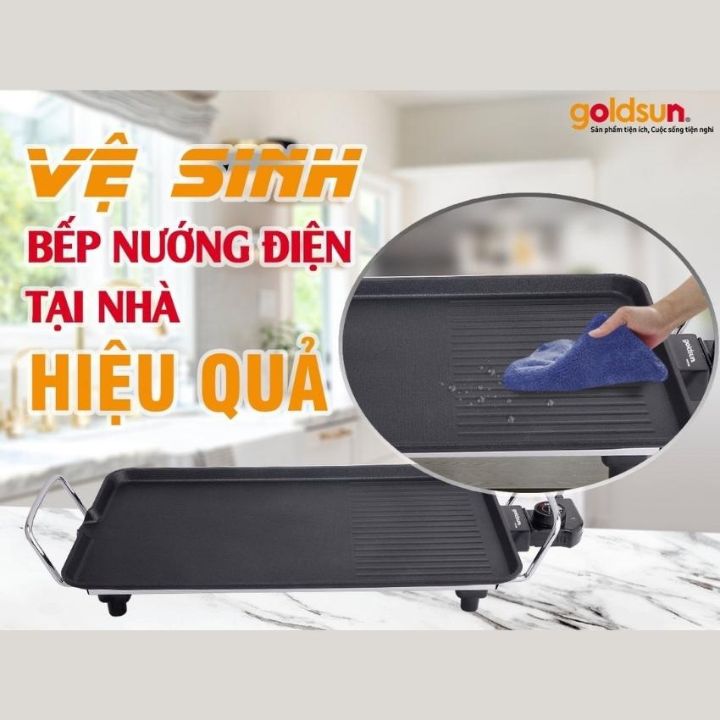 Bếp nướng điện Goldsun GEG3700, công suất mạnh mẽ 2000W nhanh chín, rơ le nhiệt 5 chế độ - Hàng chính hãng