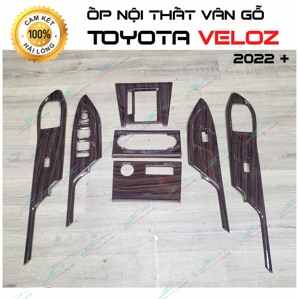 Ốp Nội Thất Vân Gỗ Xe Toyota Veloz Cross 2022-23 Mẫu Vân Gỗ Nhựa Cao Cấp