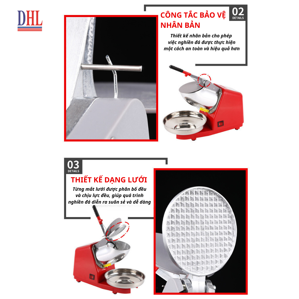 Máy xay đá tuyết, Máy bào đá 8 lưỡi, 2 nắp cao cấp Mitomo MBD-500 MAX- Hàng chính hãng