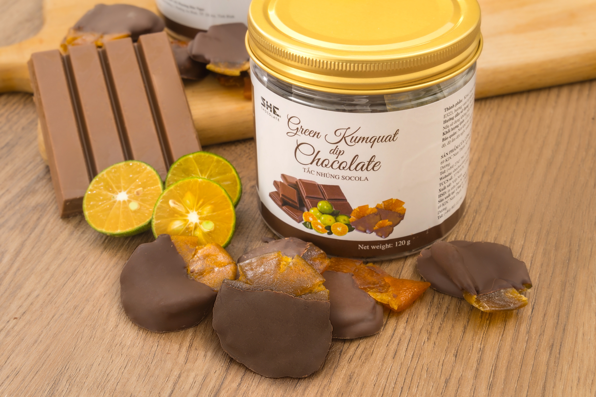 Tắc nhúng Socola - SHE Chocolate - 120g Hũ Pet - Đa dạng vị giác, tốt cho sức khỏe, bổ sung năng lượng. Quà tặng người thân, dịp lễ, thích hợp ăn vặt