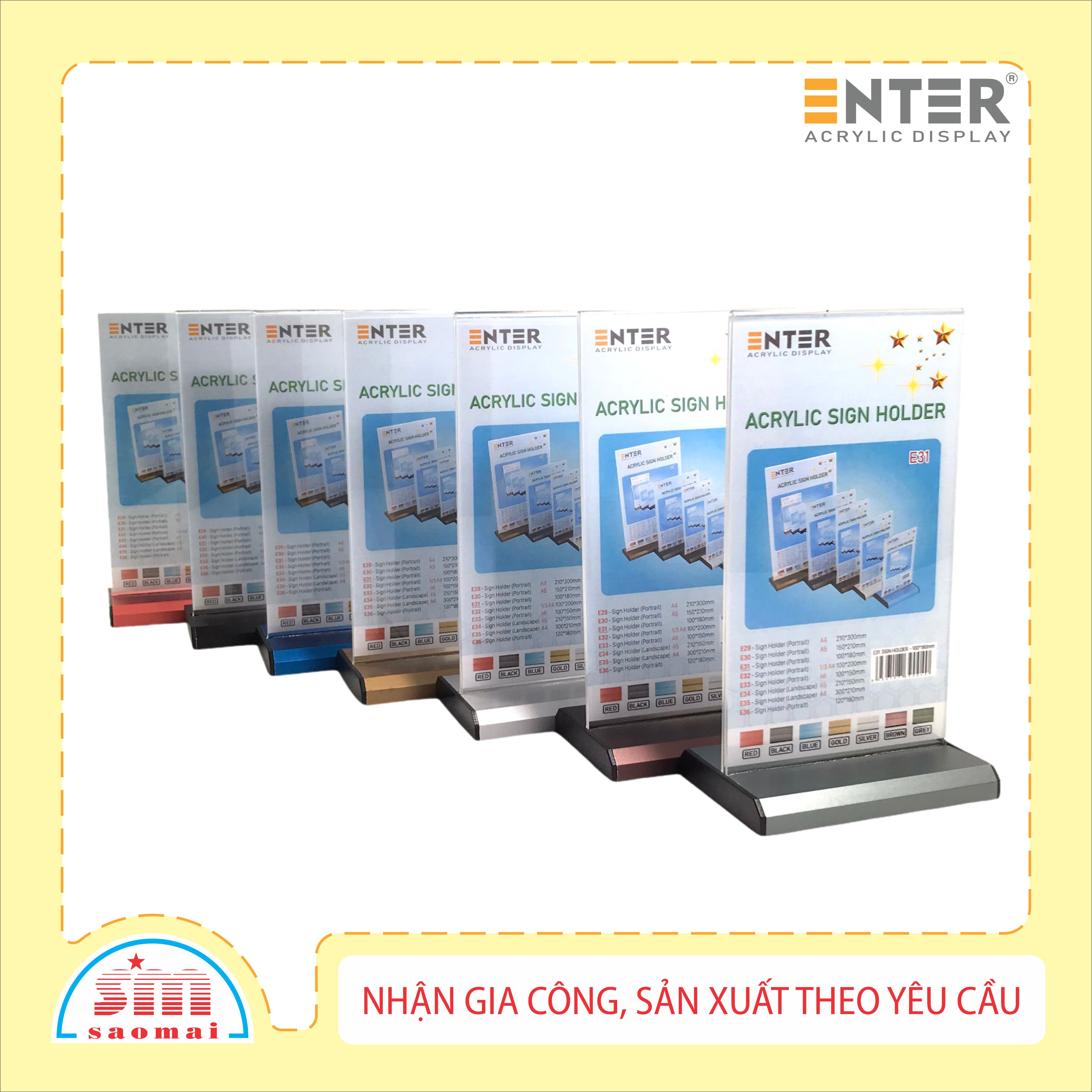 Kệ 2 mặt mica Enter E31 LR 10x18cm đế nhôm
