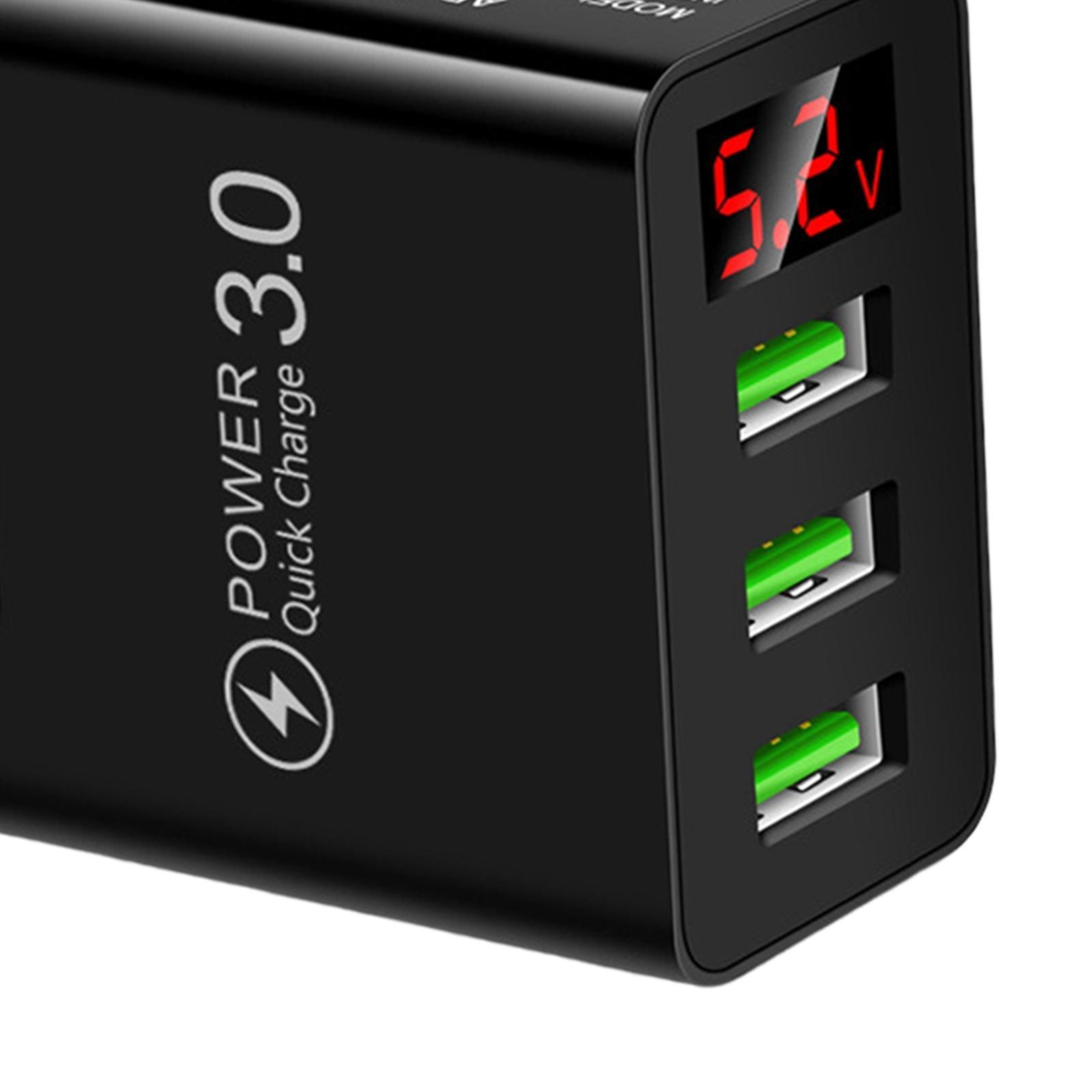 3USB Digital Display Fast Charging  with Display Compact Multi  Phone Charger Fast Charging Block for Travel Charging