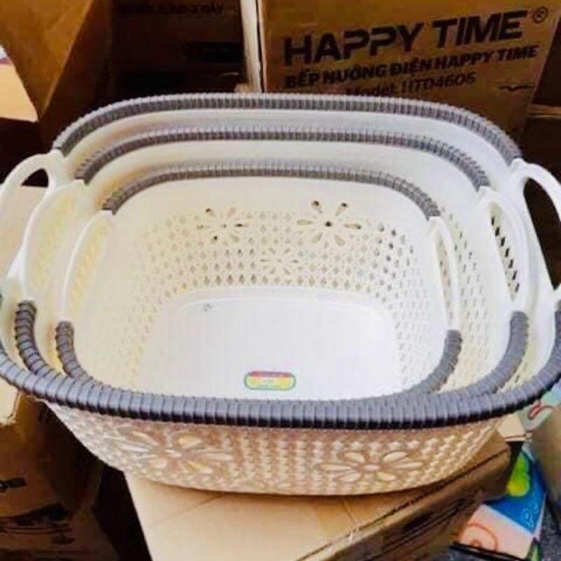 RỔ 2 QUAI HOA NHỰA CÁC CỠ