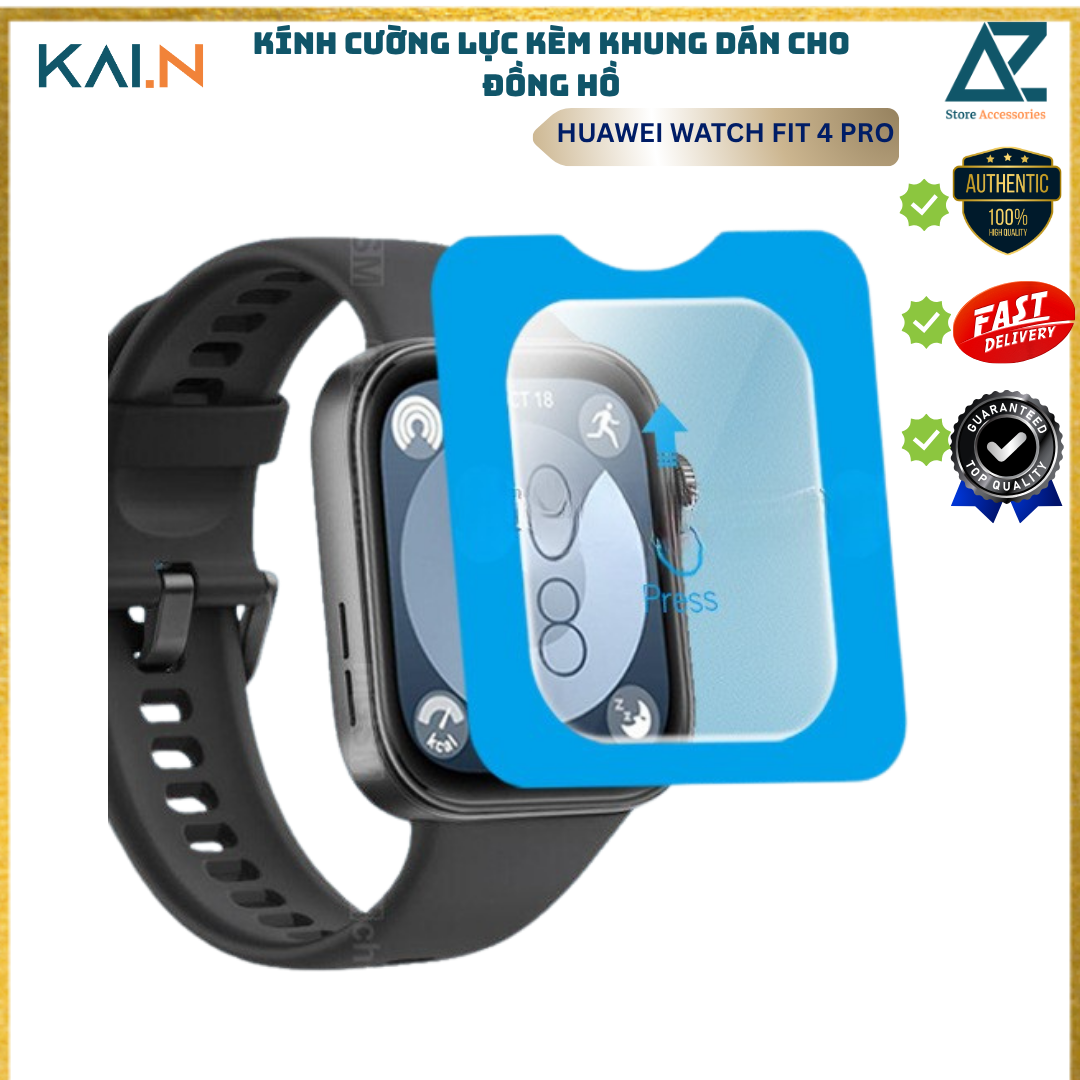 Kính cường lực Kai.N Glass Kèm Khung Dán cho đồng hồ Huawei Watch Fit 4 Pro_ Hàng Chính Hãng
