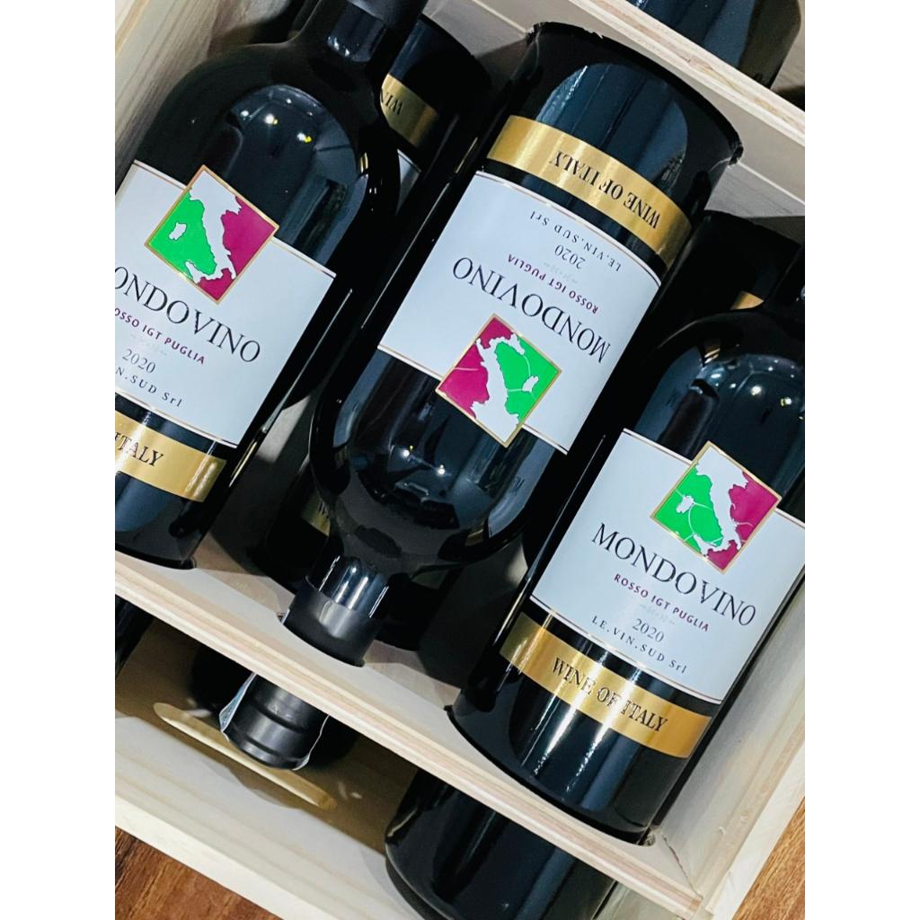 Quà tặng hộp gỗ 6 chai rượu vang Ý Mondovino Rosso