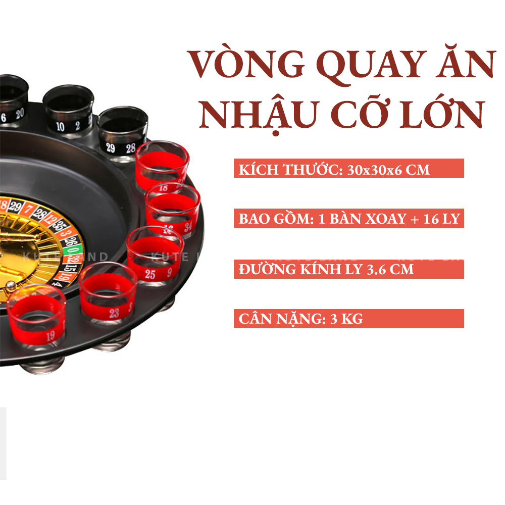 Đồ chơi ăn nhậu Drinking Roulette vòng quay uống rượu bia 16 ly Drinking Game