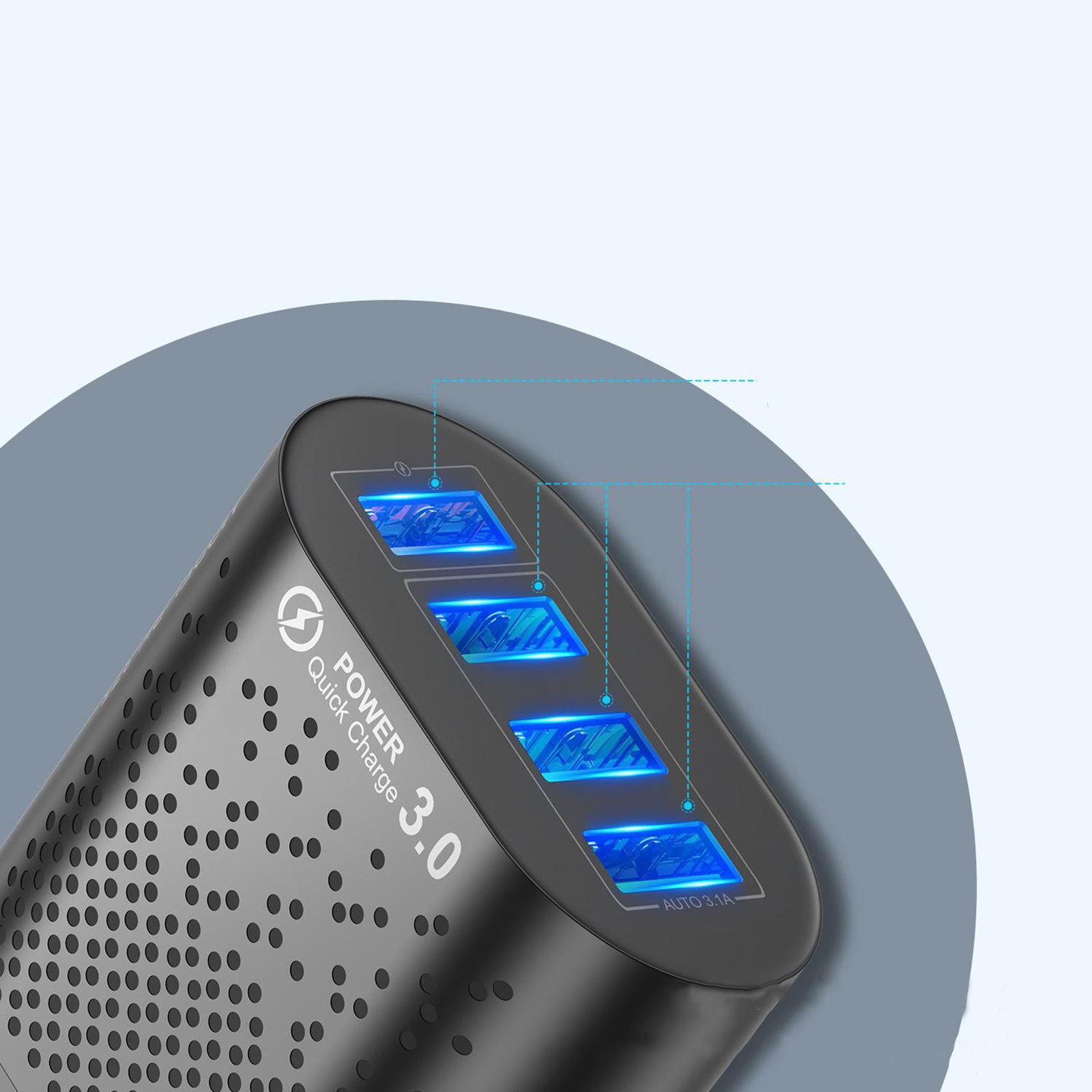 Fast Charge 4 USB Port Hub Wall Charger Power Adapter US Plug Cube
