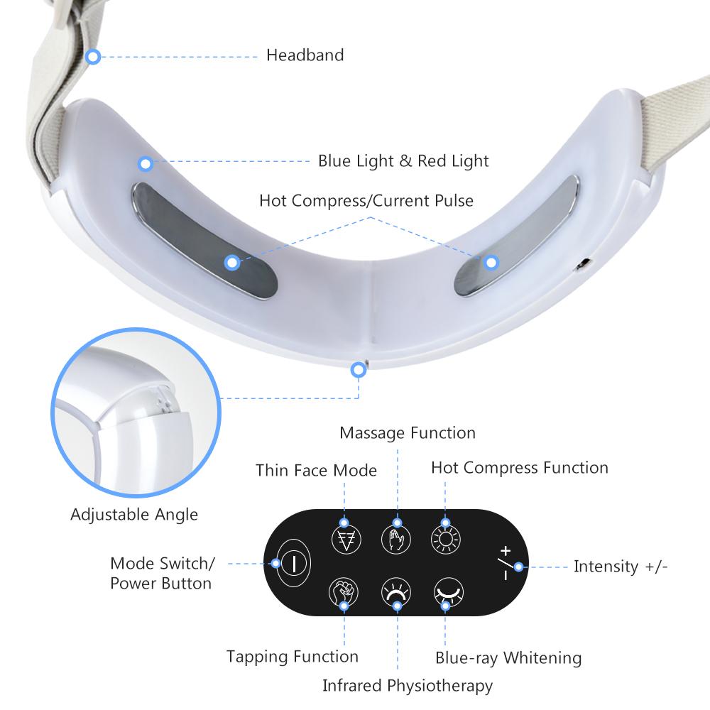 Cằm V-Dòng Lên Nâng Dây Căng Da Mặt Thiết Bị Máy Đỏ Đèn LED Màu Xanh Dương Quang Trị Liệu Mặt Giảm Béo Rung Máy Mát Xa V Chăm Sóc Da Mặt