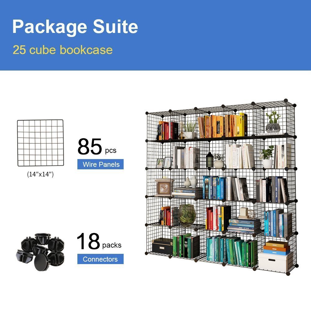 Gía để sách 25 ô, kệ lưới thép sơn tĩnh điện lắp ghép, kệ để tài liệu hồ sơ, nội thất thông minh phù hợp với căn hộ, văn phòng công ty