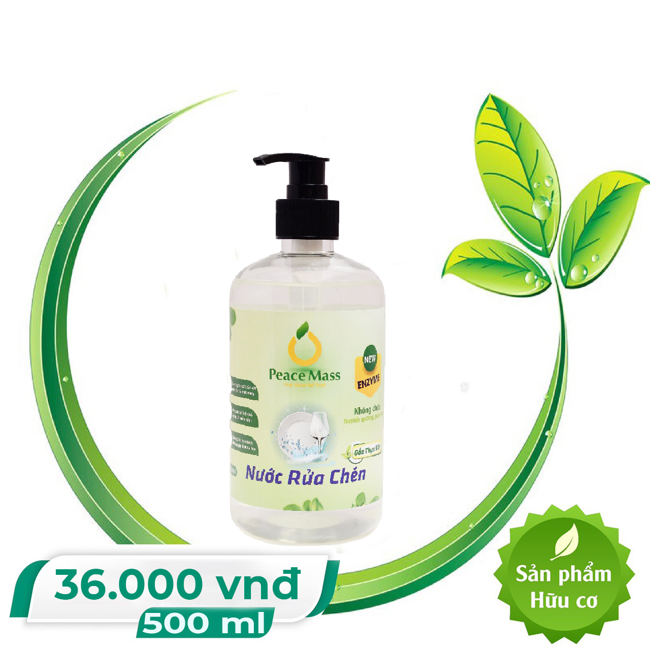 Nước Rửa Chén  Gốc Thực Vật Peace Mass 500ml Dùng Được Cho Máy Rửa Chén (Thuộc nhóm Sản phẩm Lành tính / Hữu cơ)