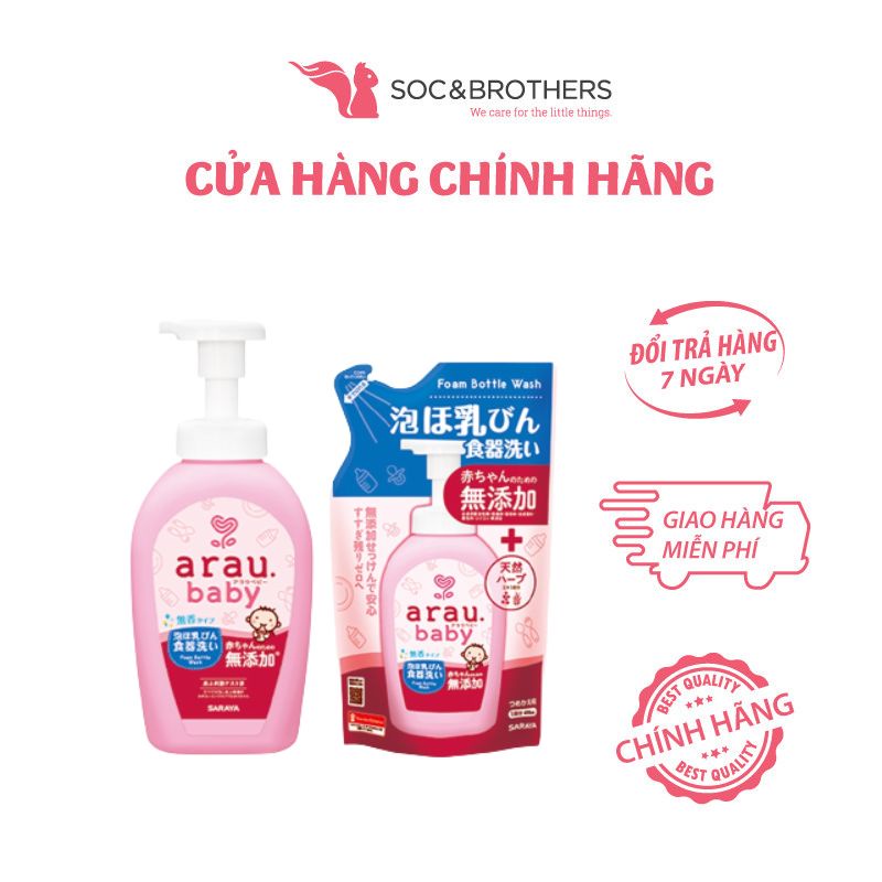 Nước rửa bình Arau Baby túi 450ml set 2