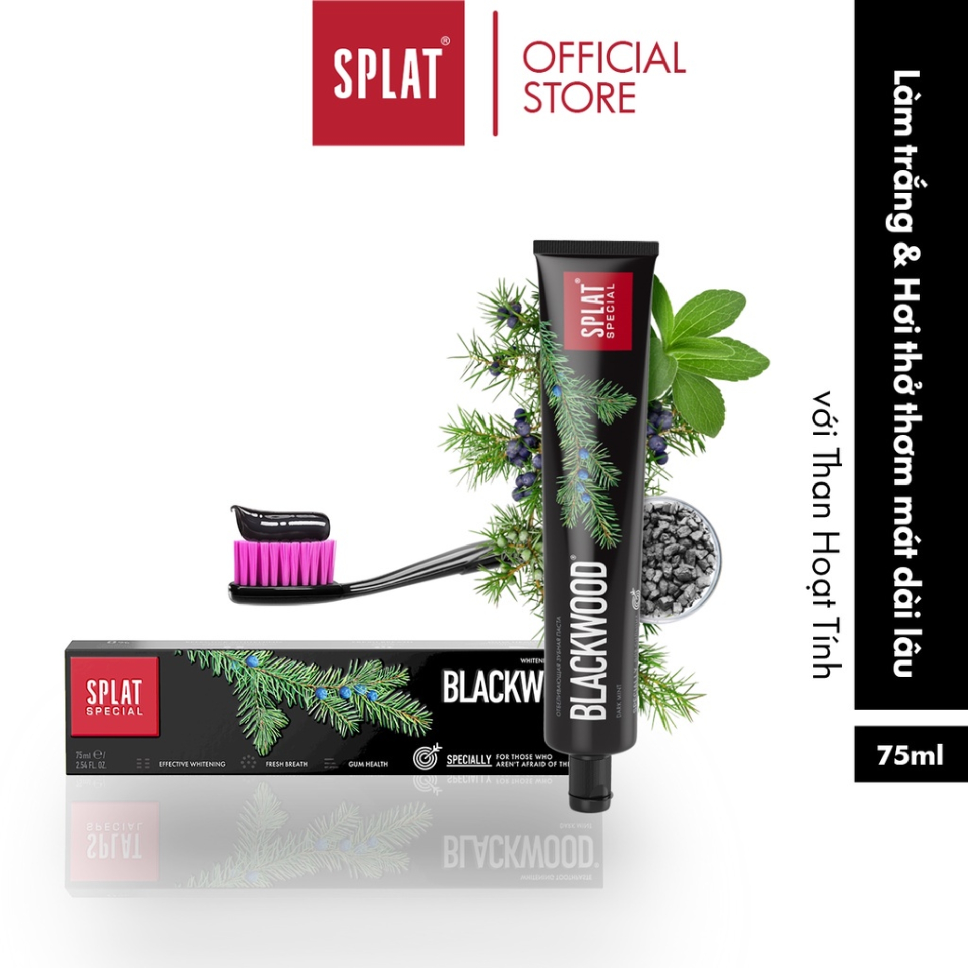 Kem Đánh Răng Làm Trắng Răng SPLAT Blackwood Special Không Chứa Florua Thân Thiện Với Cả Người Ăn Chay Dung Tích 75ml