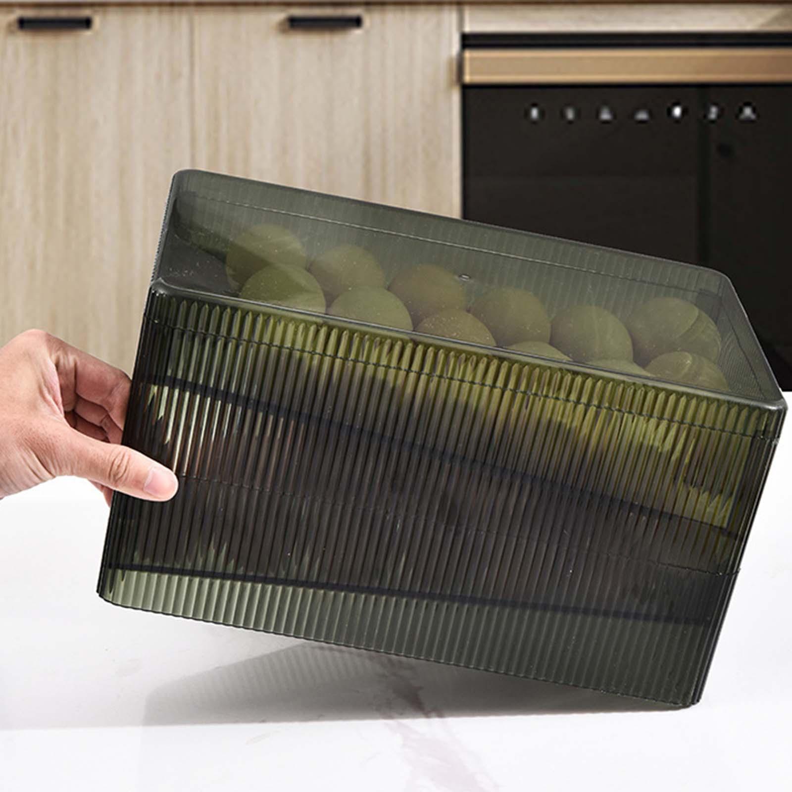 Automatic rolling eggs Holder Storage Box Reusable with Lid Egg Storage Drawer Egg Storage Organizer Bin for Refrigerator