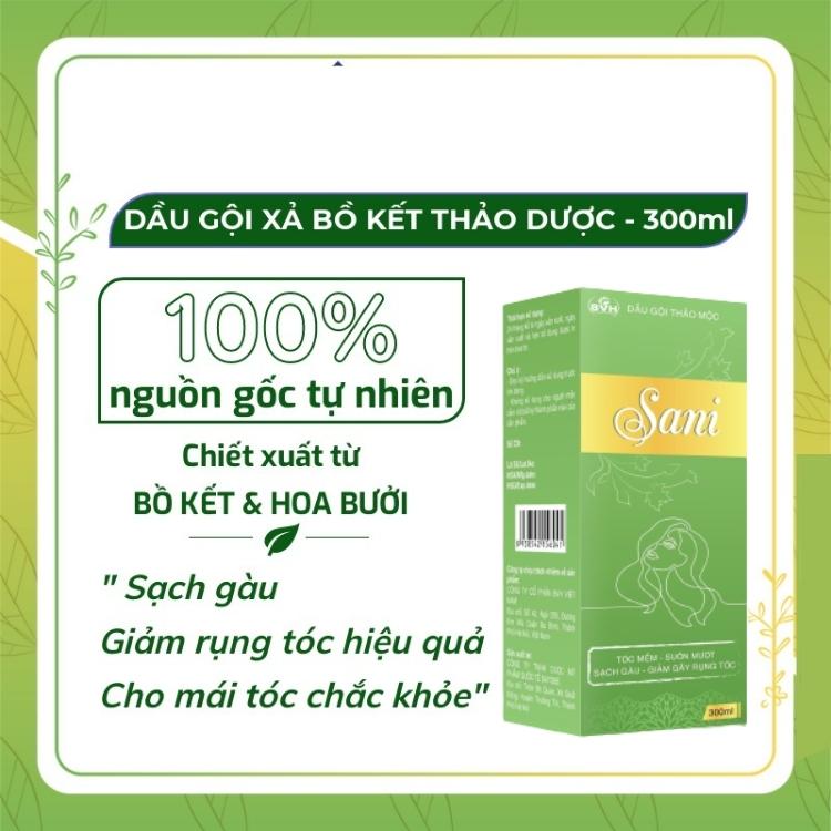 Dầu Gội Thảo Mộc SANI Bồ Kết Cô Đặc Sạch Gàu, Nấm, Ngứa, Ngăn Rụng Tóc, Phục Hồi Tóc Hư Tổn - 300ML