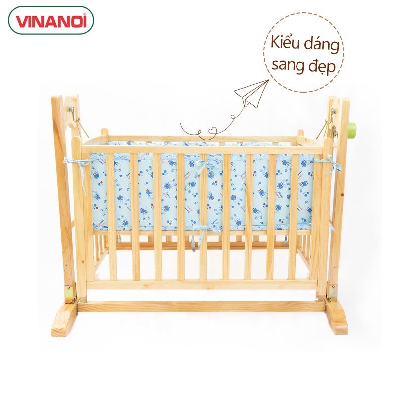 Nôi Em Bé Tự Động VINANOI-VNN301 Gỗ Thông Cao Cấp Vừa Làm Nôi Vừa Làm Võng Màu Tự Nhiên