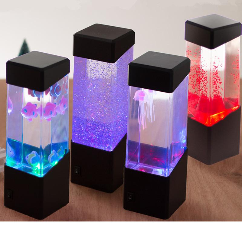 Đèn sứa 1X RGB Đèn bàn DC cho hồ cá Đèn giường ngủ 16 Thay đổi màu sắc trang trí cho phòng khách, phòng ngủ, bàn với 1 con sứa