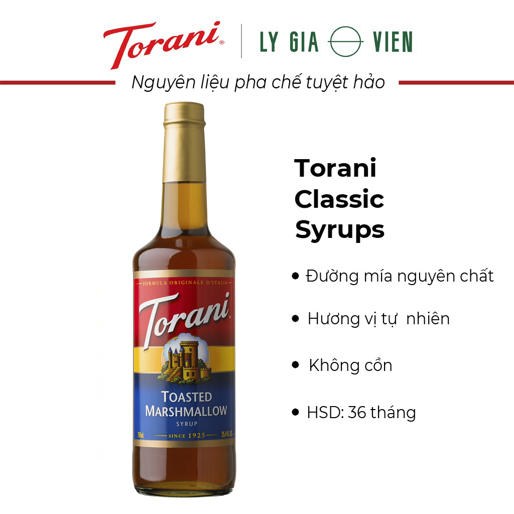 Siro Pha Chế Vị Kẹo Dẻo Nướng Torani Classic Toasted Marshmallow Syrup 750ml Mỹ